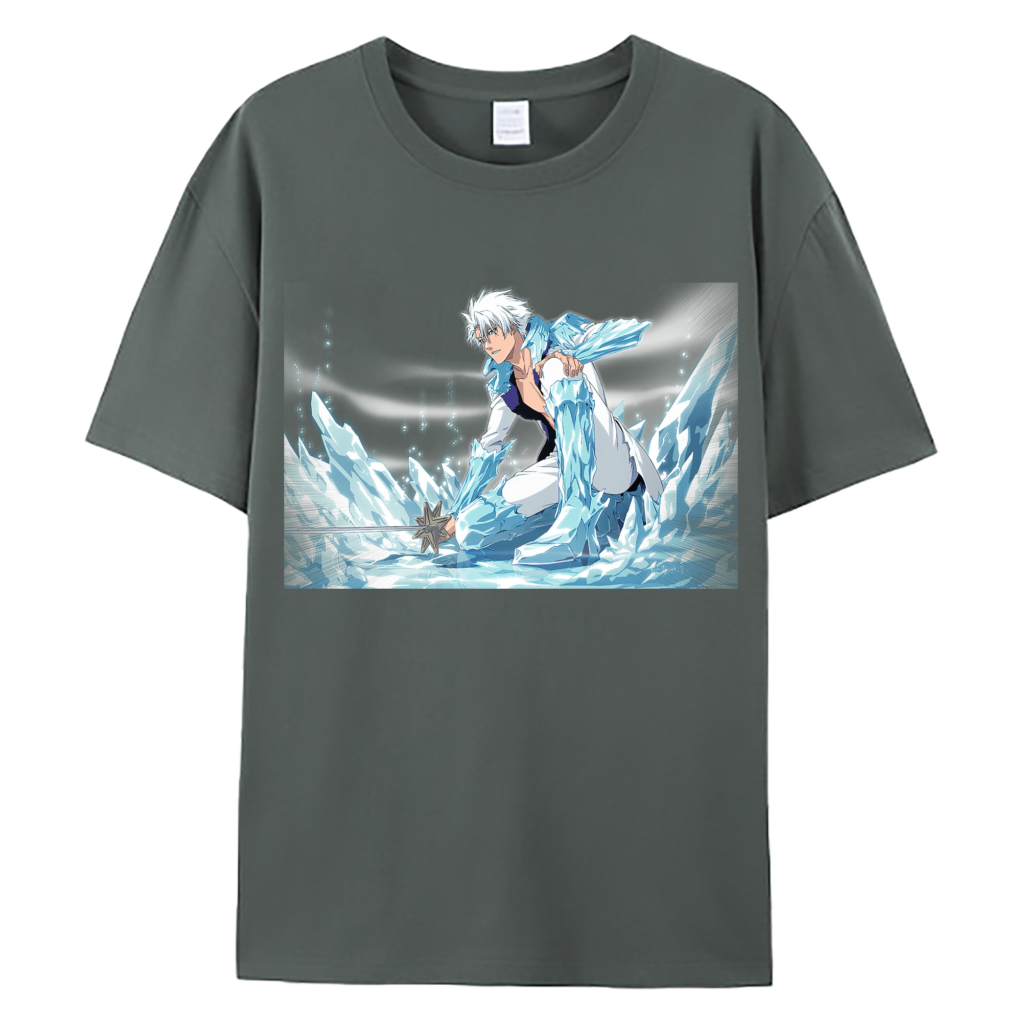 （画像用） ブリーチ 日番谷冬獅郎（ひつがや とうしろう） BLEACH Hitsugaya Toushirou 綿100％ メンズ半袖Tシャツ｜肌触りやわらか＆通気性